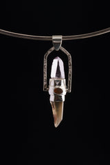 Citrine & Vera cruz Lemurian Point dressed with a Emerald, Labradorite and Ethiopian Opal - Sterling Silver Set - Spinning Crystal Pendant