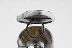 Big AAA Rainbow Labradorite Tear Drop - Brushed & Oxidised - 925 Sterling Silver - Heavy Set Adjustable Textured Ring - Size 5-10 US
