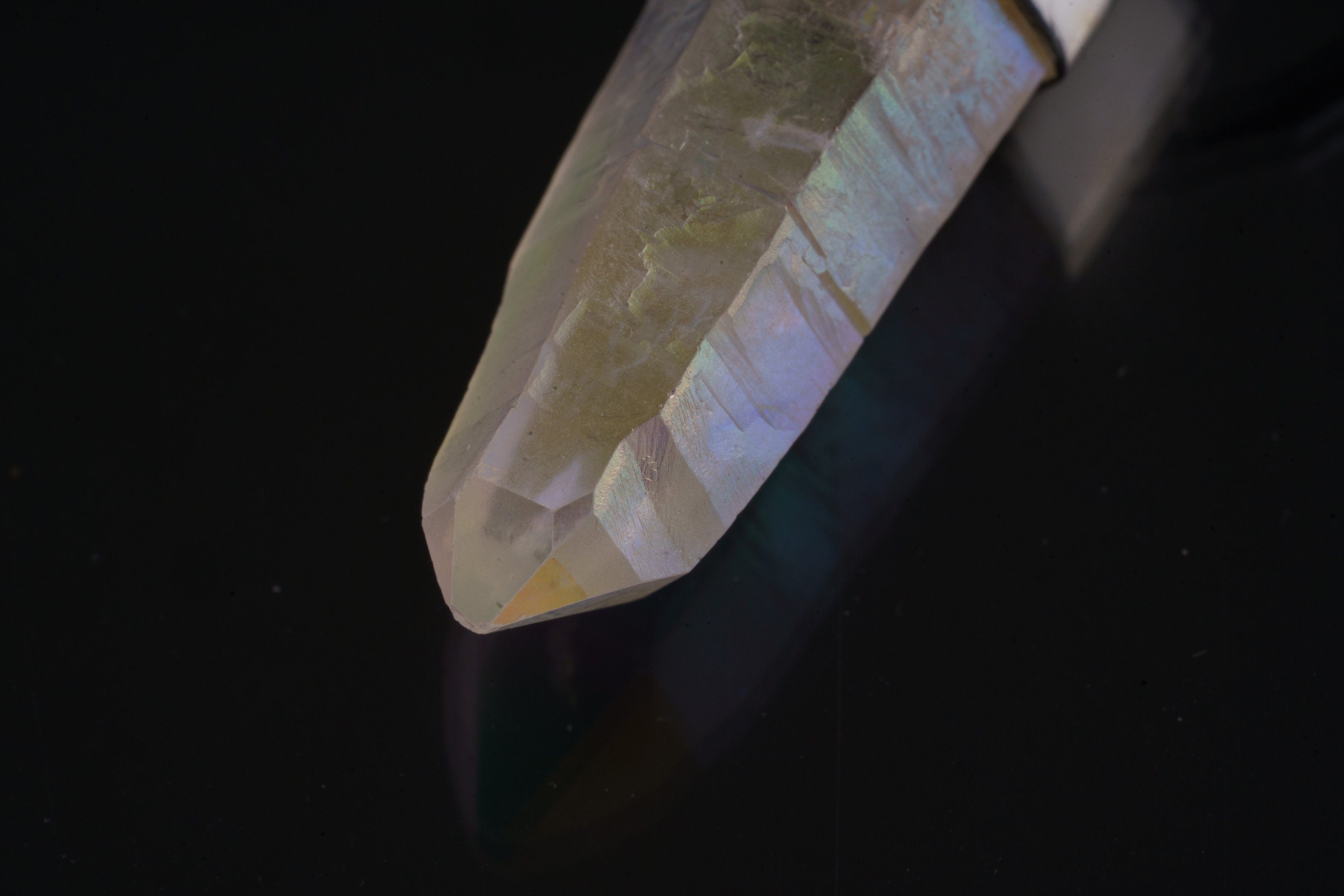 Large Opal / Angel Aura Lemurian Laser Quartz Point - Halo Wrap Setting - Polished Sterling Silver - Crystal Pendant Neckpiece - NO. 6