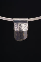 Himalayan Terminated Black Dravite Tourmaline Gem - Stack Pendant -Textured & oxidised - 925 Sterling Silver - Crystal Necklace - No. 11