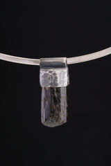 Big Himalayan Terminated Black Dravite Tourmaline Gem - Stack Pendant - Textured & oxidised - 925 Sterling Silver - Crystal Necklace - No.27