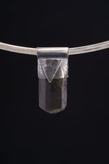 AAA Himalayan Terminated Black Dravite Tourmaline Gem - Stack Pendant - Textured & oxidised - 925 Sterling Silver - Crystal Necklace - No.34