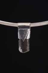 Himalayan Terminated Black Dravite Tourmaline Gem - Stack Pendant - Textured & oxidised - 925 Sterling Silver - Crystal Necklace - No.40