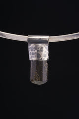 Himalayan Terminated Black Dravite Tourmaline Gem - Stack Pendant - Textured & oxidised - 925 Sterling Silver - Crystal Necklace - No.40