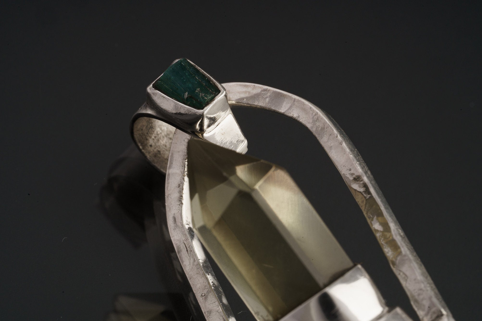 Citirine Generator & Phantom Chloride Quartz with a Ethiopian Opal, Labradorite, Apatite - Sterling Silver Set - Spinning Crystal Pendant