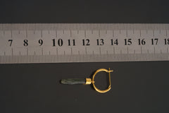 Natural Green Himalayan Tourmaline Wand - Gold Plated Sterling Silver - Solid V Clasp Hoop Earring - No.2