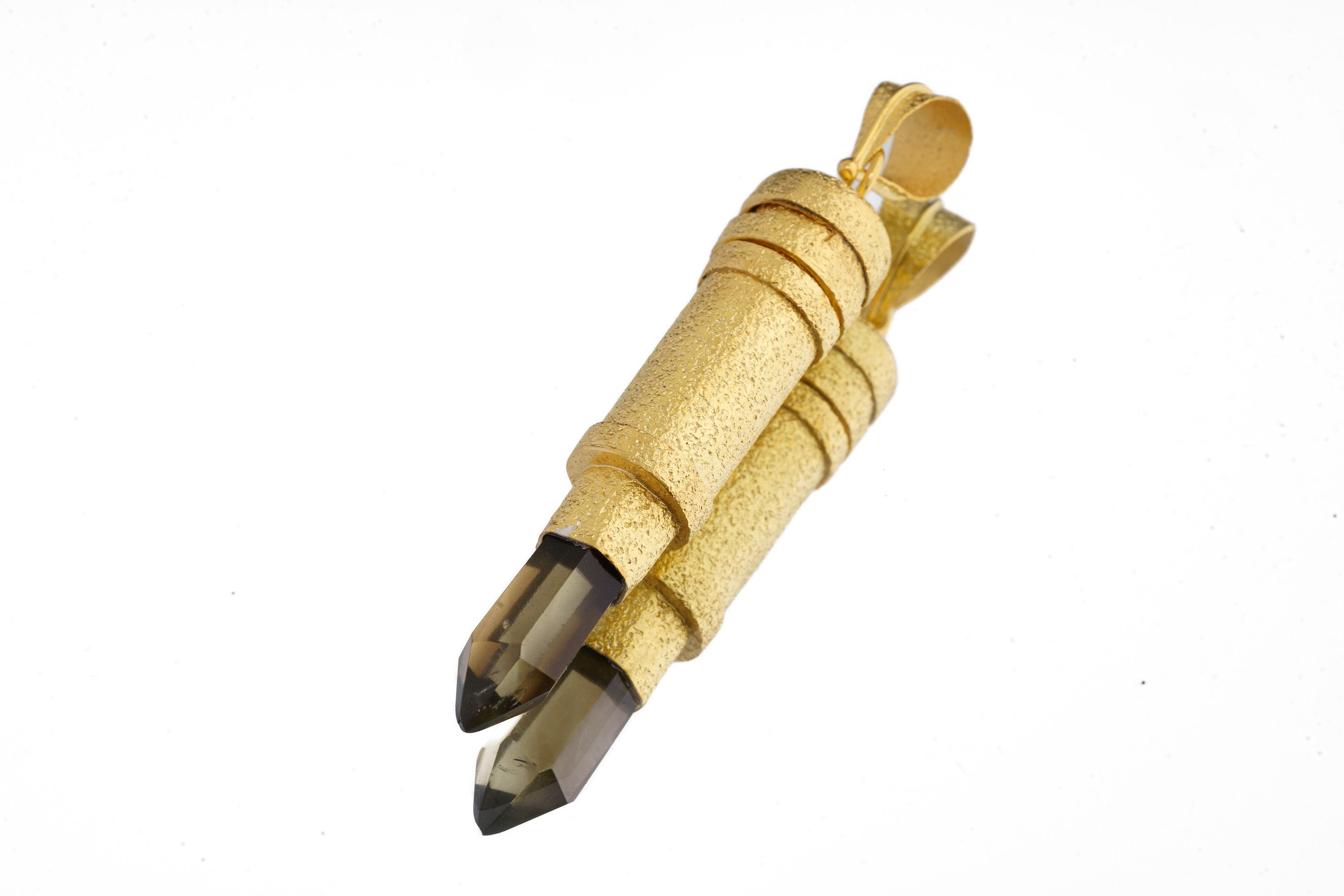 Cut Citrine Generator Quartz - Sizable Solid Capsule Locket - Stash Urn - Textured & Gold Plated Sterling Silver Pendant - No 02