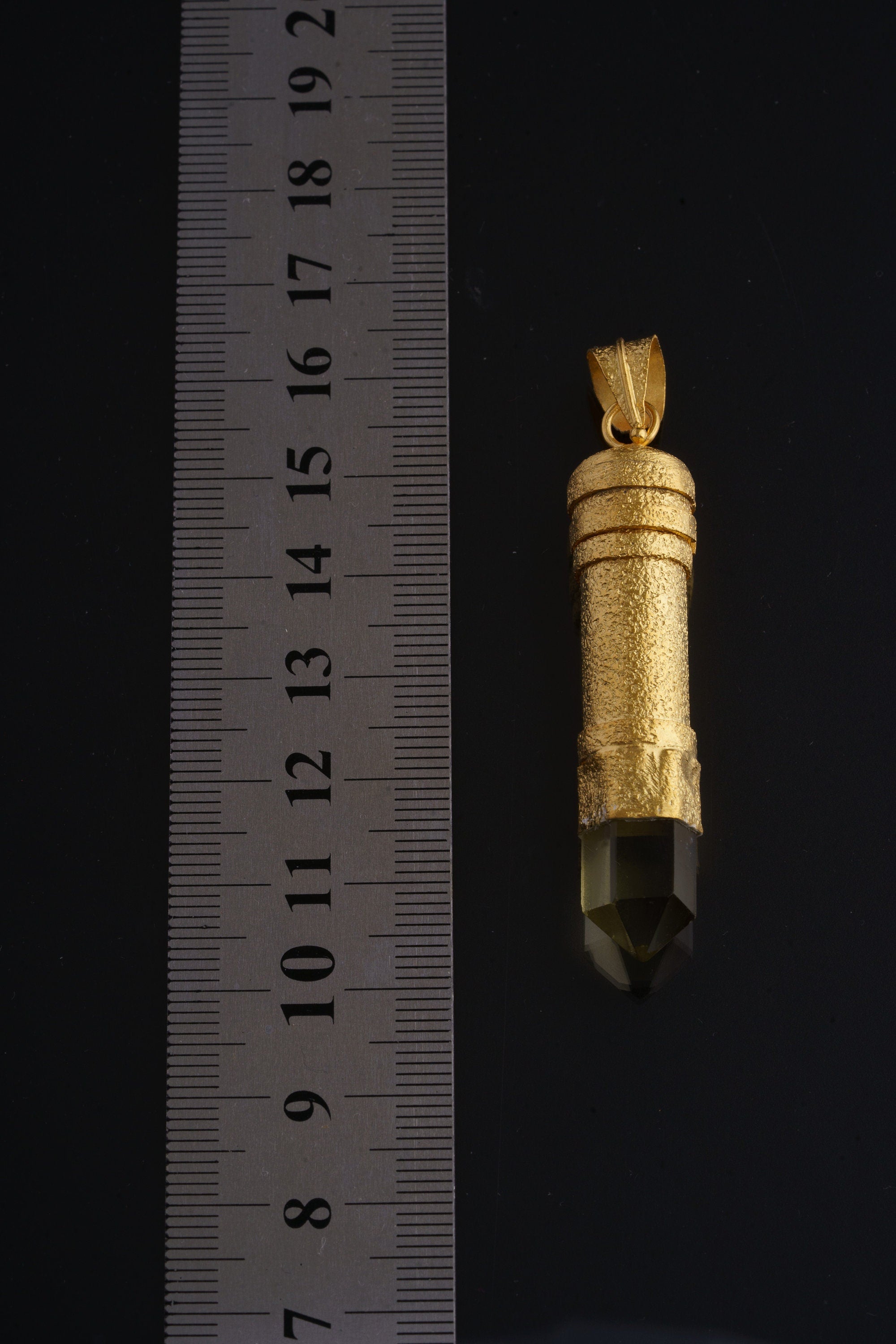 Cut Citrine Generator Quartz - Sizable Solid Capsule Locket - Stash Urn - Textured & Gold Plated Sterling Silver Pendant - No 05
