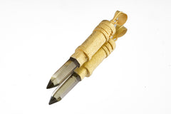 Cut Citrine Generator Quartz - Sizable Solid Capsule Locket - Stash Urn - Textured & Gold Plated Sterling Silver Pendant - No 09
