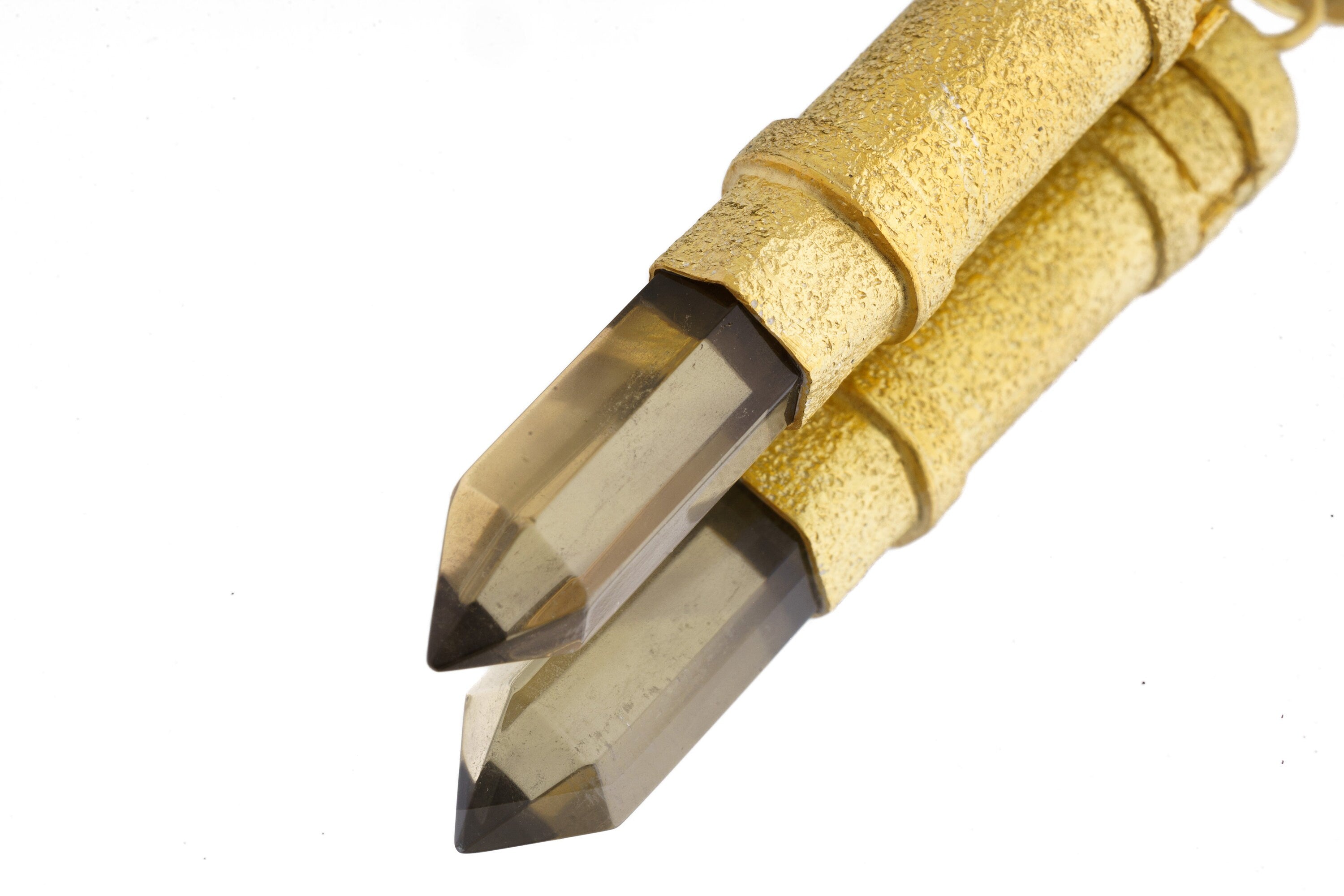 Cut Citrine Generator Quartz - Sizable Solid Capsule Locket - Stash Urn - Textured & Gold Plated Sterling Silver Pendant - No 10