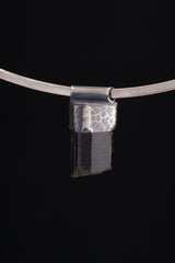 Himalayan Terminated Black Dravite Tourmaline Gem - Stack Pendant -Textured & oxidised - 925 Sterling Silver - Crystal Necklace