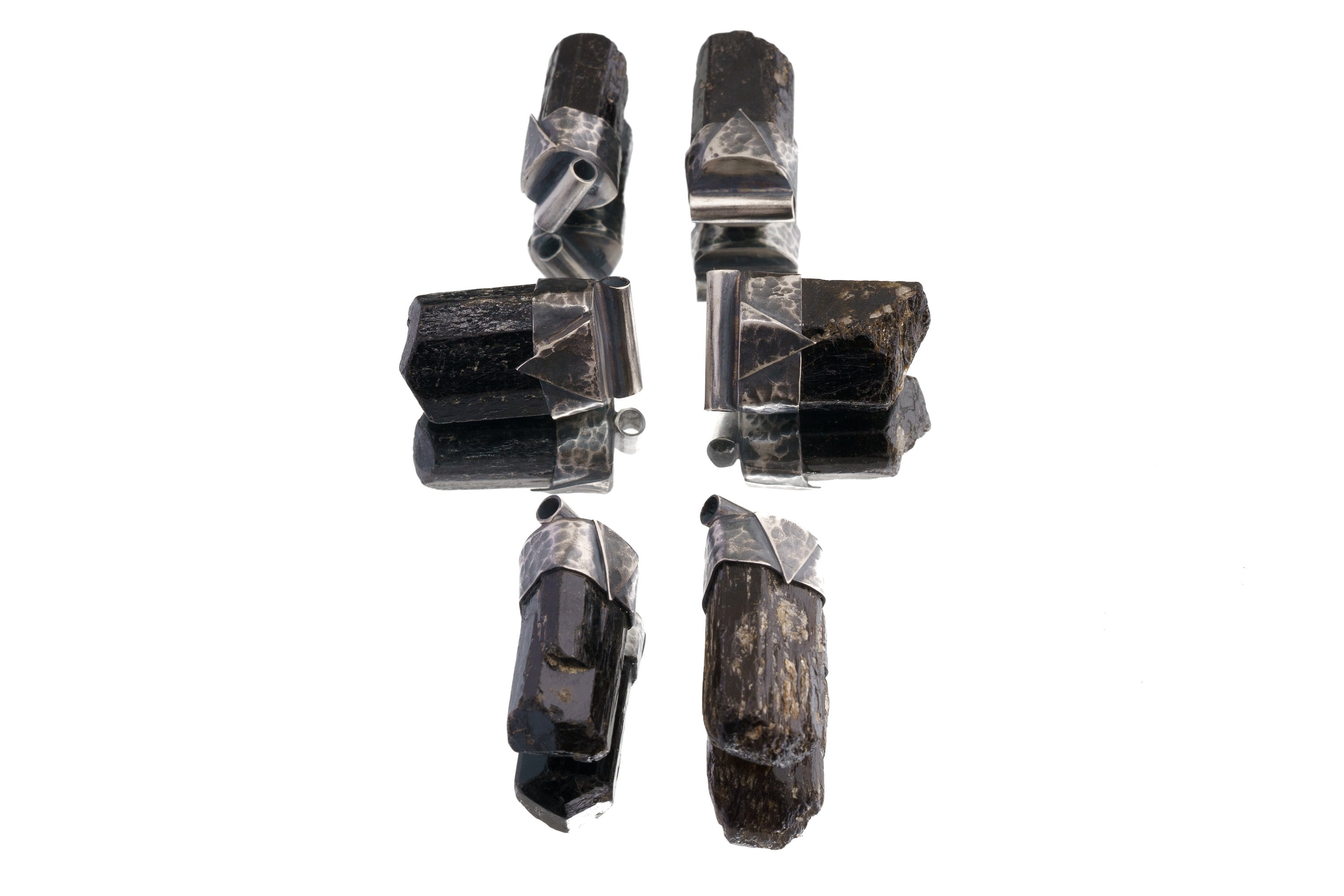 Himalayan Terminated Black Dravite Tourmaline Gem - Stack Pendant - Textured & oxidised - 925 Sterling Silver - Crystal Necklace - No.40