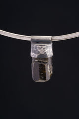Himalayan Terminated Black Dravite Tourmaline Gem - Stack Pendant - Textured & oxidised - 925 Sterling Silver - Crystal Necklace - No.31