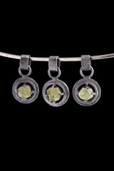 Raw AAA Grade Peridot - Oxidised Sterling Silver - Strong Framed Claw Wire Setting - Sand Textured - Pendant Crystal Necklace