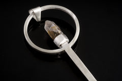 Australian Natural Citrine Quartz Point - Spice / Ceremonial Spoon - 925 Cast Silver - Unique Brush Textured - Crystal Pendant Necklace