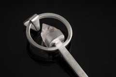Natural Optical Himalayan Quartz Point - Spice / Ceremonial Spoon - 925 Cast Silver - Unique Brush Textured - Crystal Pendant Necklace  -