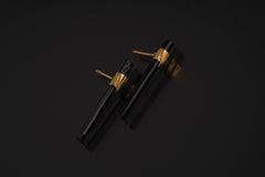 Black Tourmaline Needle - 16k Dold plated - 925 Sterling Silver- Non Allergic Backing - Pair of Earring Pin Studs