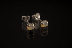 Faceted Ethiopian Opal - Claw Set Sterling Silver - Stud Earrings