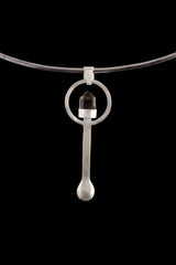 Australian Citrine Quartz Point - Spice / Ceremonial Spoon - 925 Cast Silver - Unique Hammer Textured - Crystal Pendant Necklace -