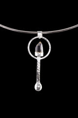 Natural Optical Himalayan Quartz Point - Spice / Ceremonial Spoon - 925 Cast Silver - Unique Hammer Textured - Crystal Pendant Necklace -