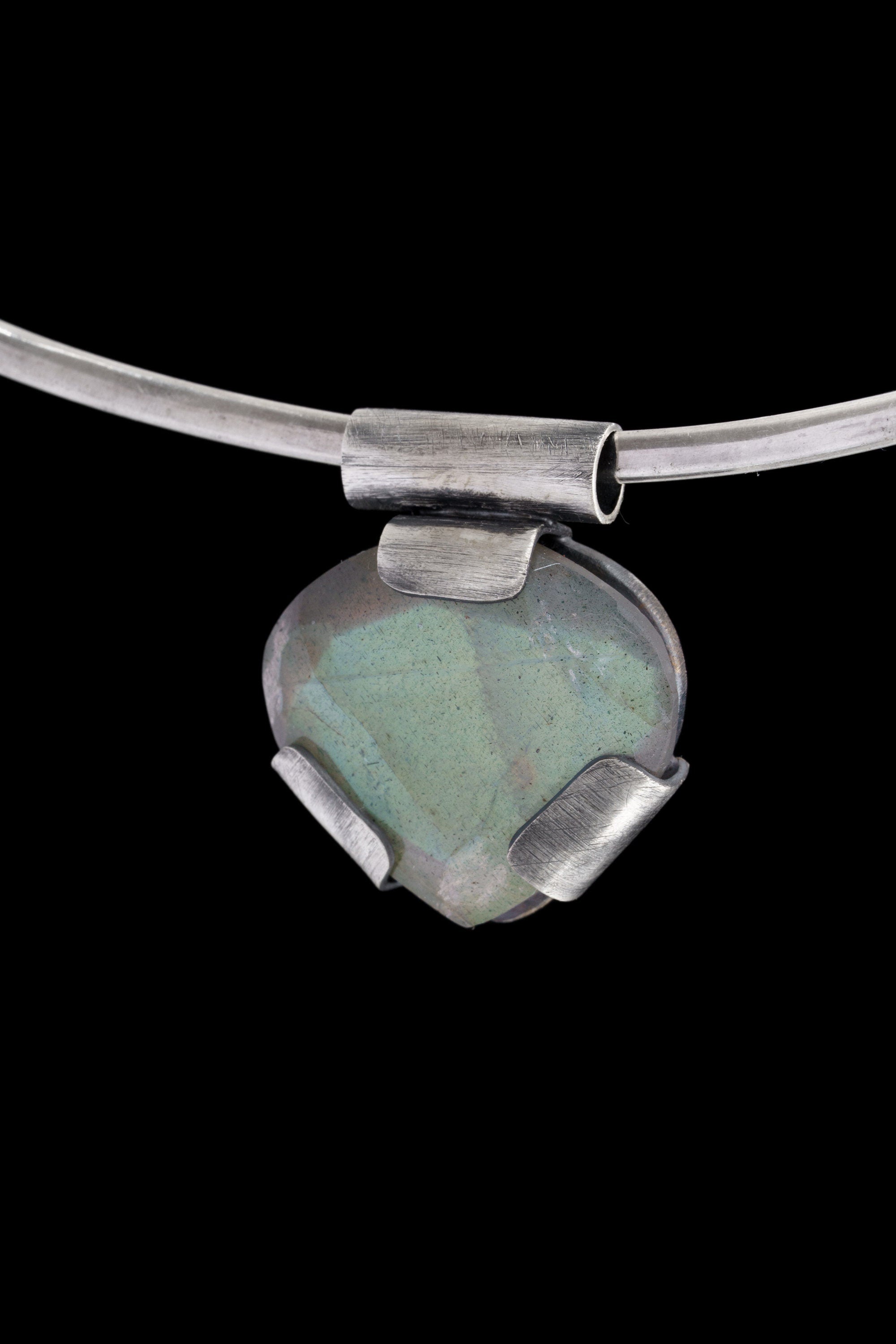 Old-World Style Faceted Labradorite Necklace - Oxidised & Brushed Sterling Silver - Strong Claw Setting - Crystal Pendant
