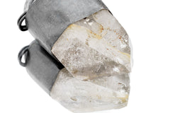 Himalayan Rainbow Wonder Quartz - Strong/Industrial - Oxidised Sterling Silver Brushed - Crystal Pendant Neckpiece