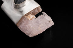 Unique Pink Kunzite with Deep Blue Apatite - Matt Brushed Sterling Silver - Crystal Pendant Neckpiece NO.5