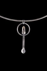 Himalayan Window Quartz - Spice / Ceremonial Spoon - 925 Cast Silver - Oxidised & Brush Textured - Crystal Pendant Necklace