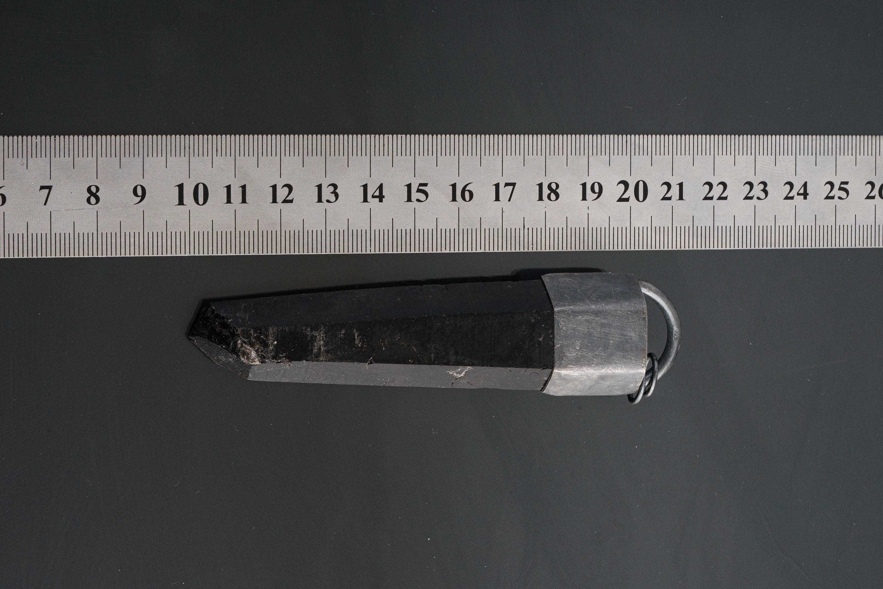 Ethereal Resonance: Rare and Long Dark Lemurian Laser Manifestation Smokey Quartz - Sterling Silver Crystal Pendant