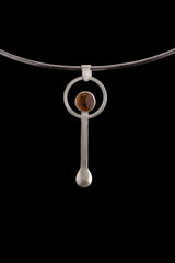 Mexican Amber - Small Spice Spoon - Solid 925 Cast Silver - Crystal Pendant Necklace