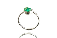 Emerald Essence - Australian Raw Emerald - Size 5 US - Fine Sterling Silver Crystal Ring