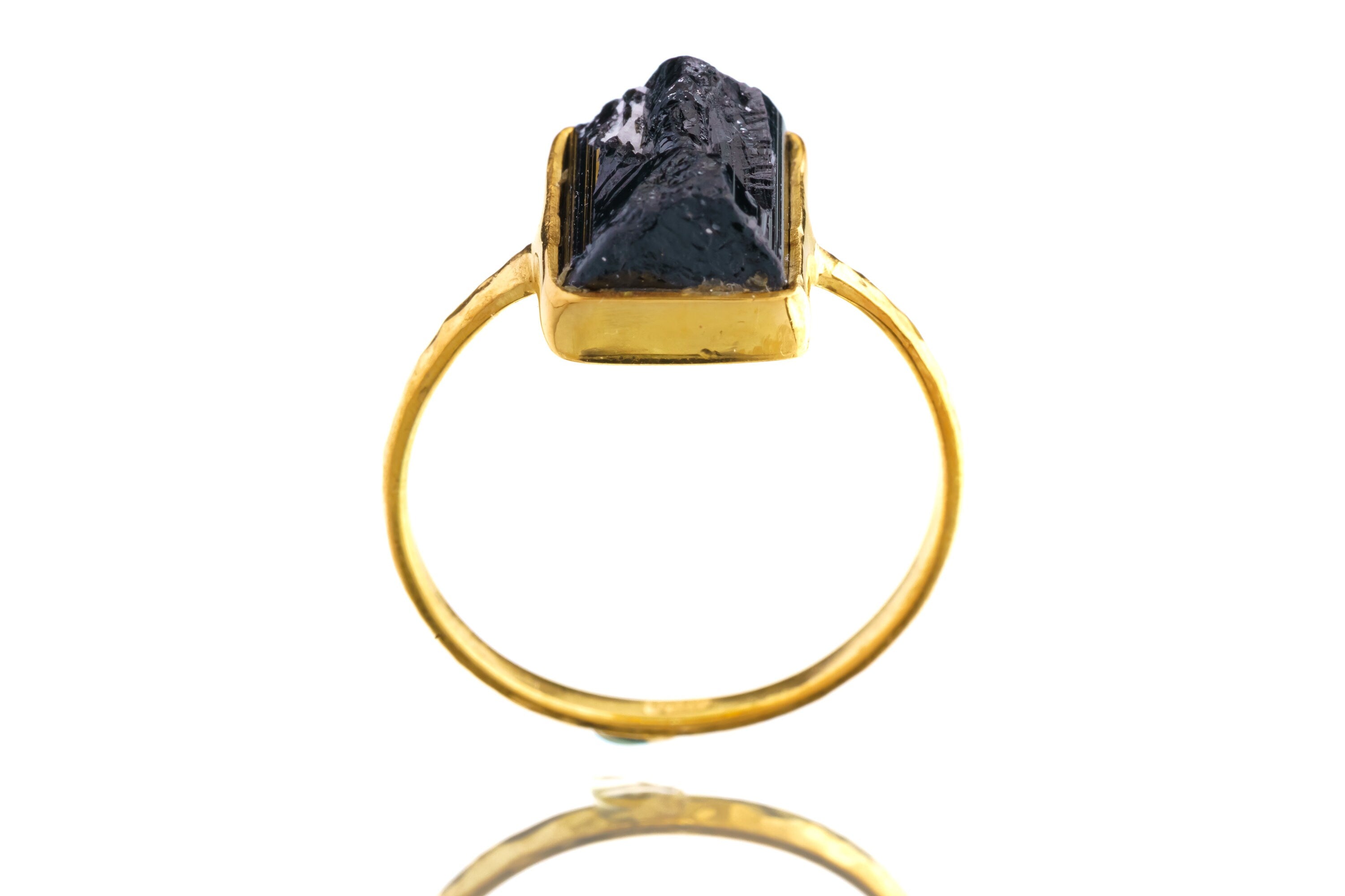 Eclipsed Radiance - Black Tourmaline - Size 8 US - Gold Plated Crystal Ring