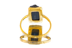 Eclipsed Radiance - Black Tourmaline - Size 8 US - Gold Plated Crystal Ring