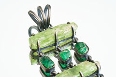 Heart Symphony: Green Kyanite, Australian Emerald, and Chrysoprase - Sterling Silver Pendant