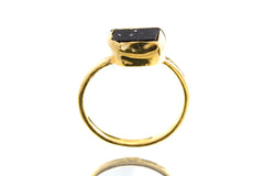 Luminous Harmony - Black Tourmaline - Size 9 1/4 US - Gold Plated Crystal Ring