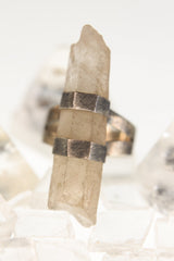 Torrington Radiance: Textured & Oxidised Sterling Silver Ring with Raw Australian Smoky Citrine - Size 6 3/4 - NO/04