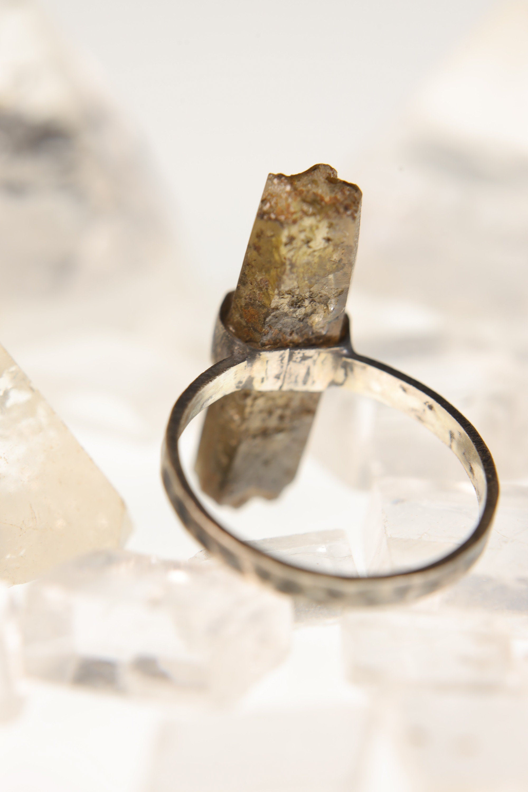 Torrington Whisper: Textured & Oxidised Sterling Silver Ring with Raw Australian Smoky Citrine - Size 7 1/2 - NO/01