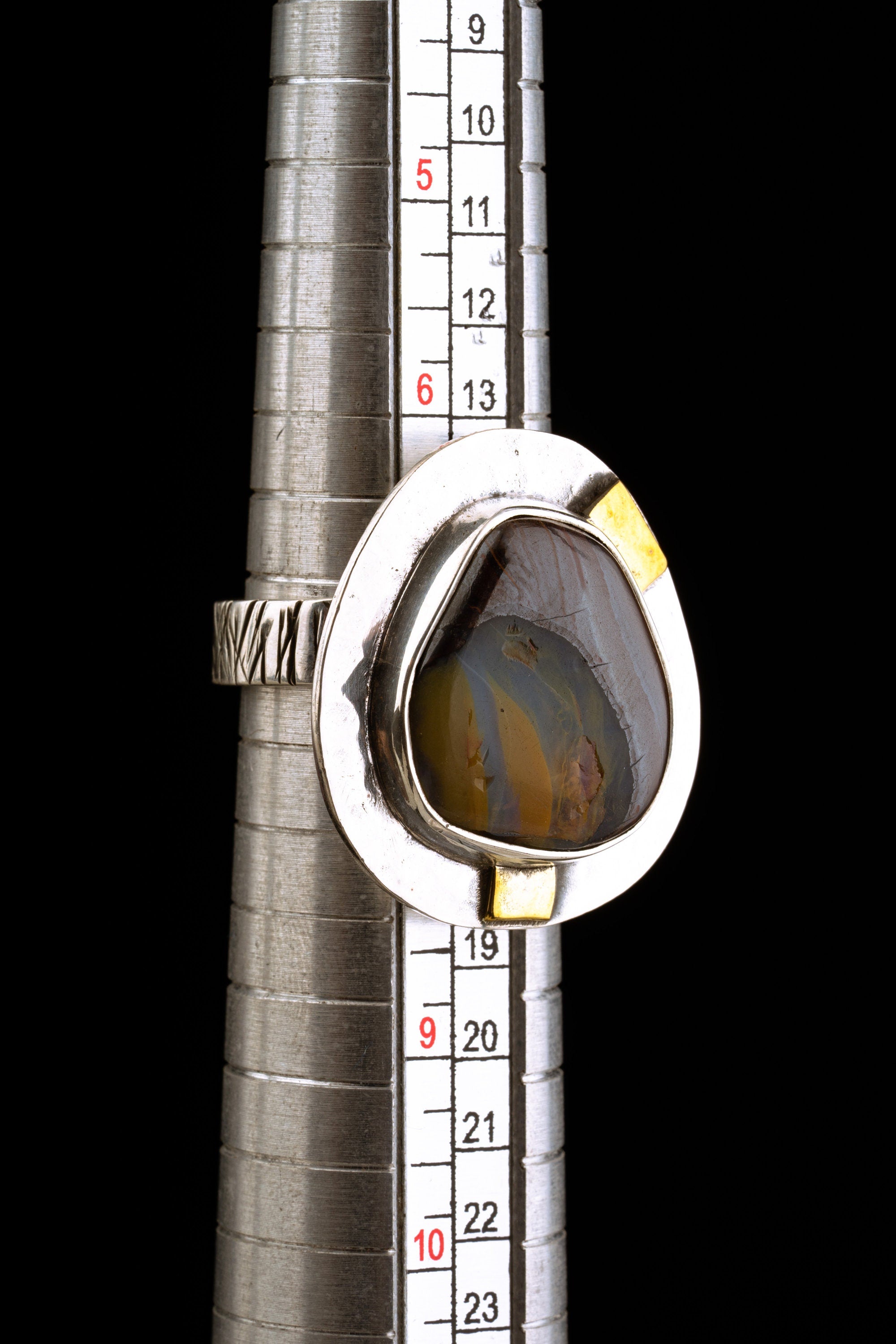 Ecliptic Radiance - Australian Boulder Opal - Unisex - Size 5-12 US - Large Adjustable Sterling Silver Ring