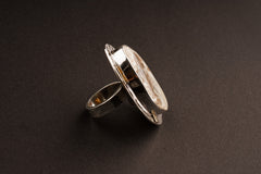 Infinite Tides - Crystalized Shell - Unisex - Size 5-12 US - Large Adjustable Sterling Silver Ring