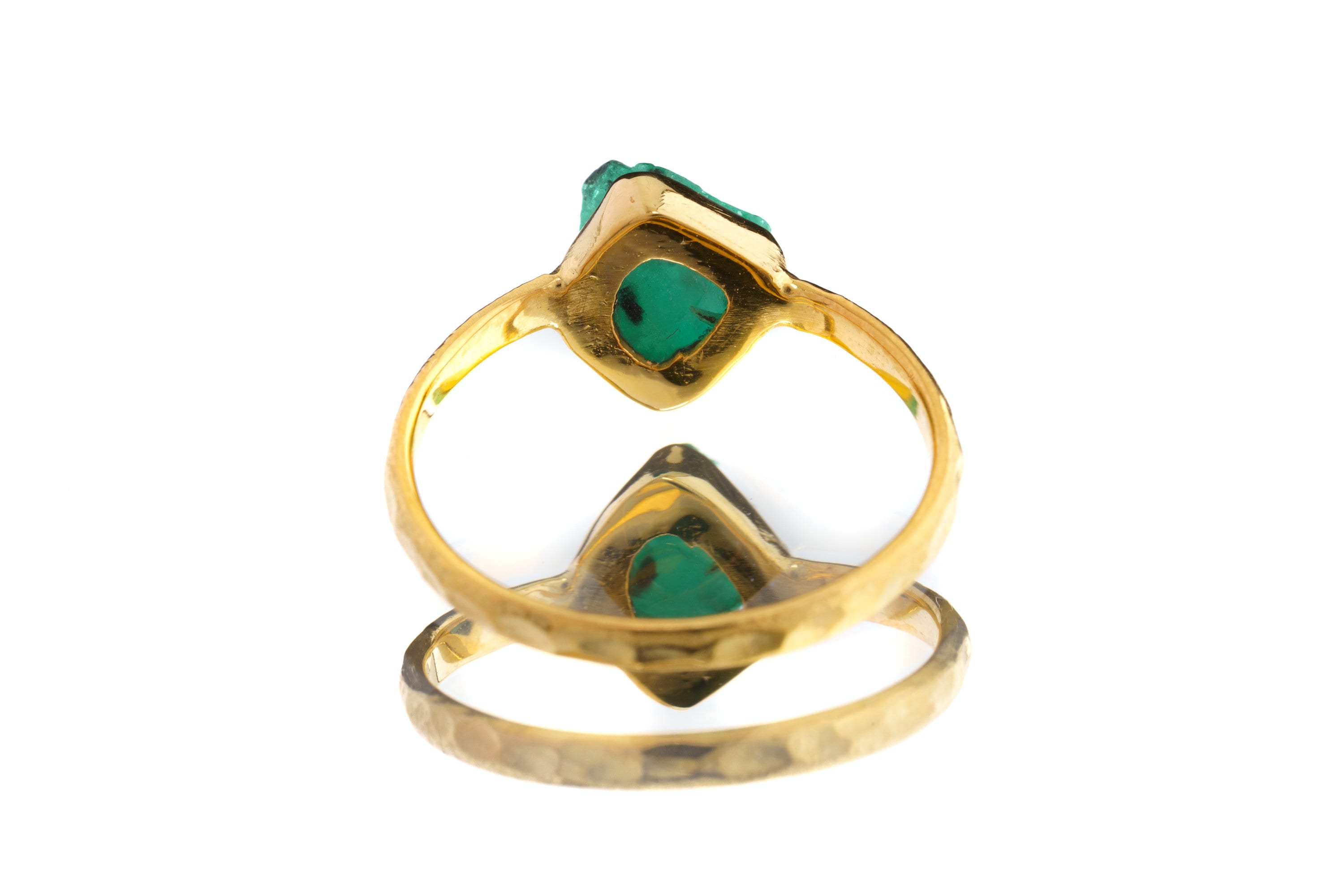 Austral Gem - Australian Raw Emerald - Size 5 1/4 US - Gold Plated Crystal Ring