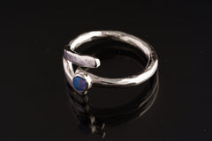 Dowsing Radiance: Rainbow Opal - Polished finish - Adjustable Sterling Silver Ring - Size 7-10 US