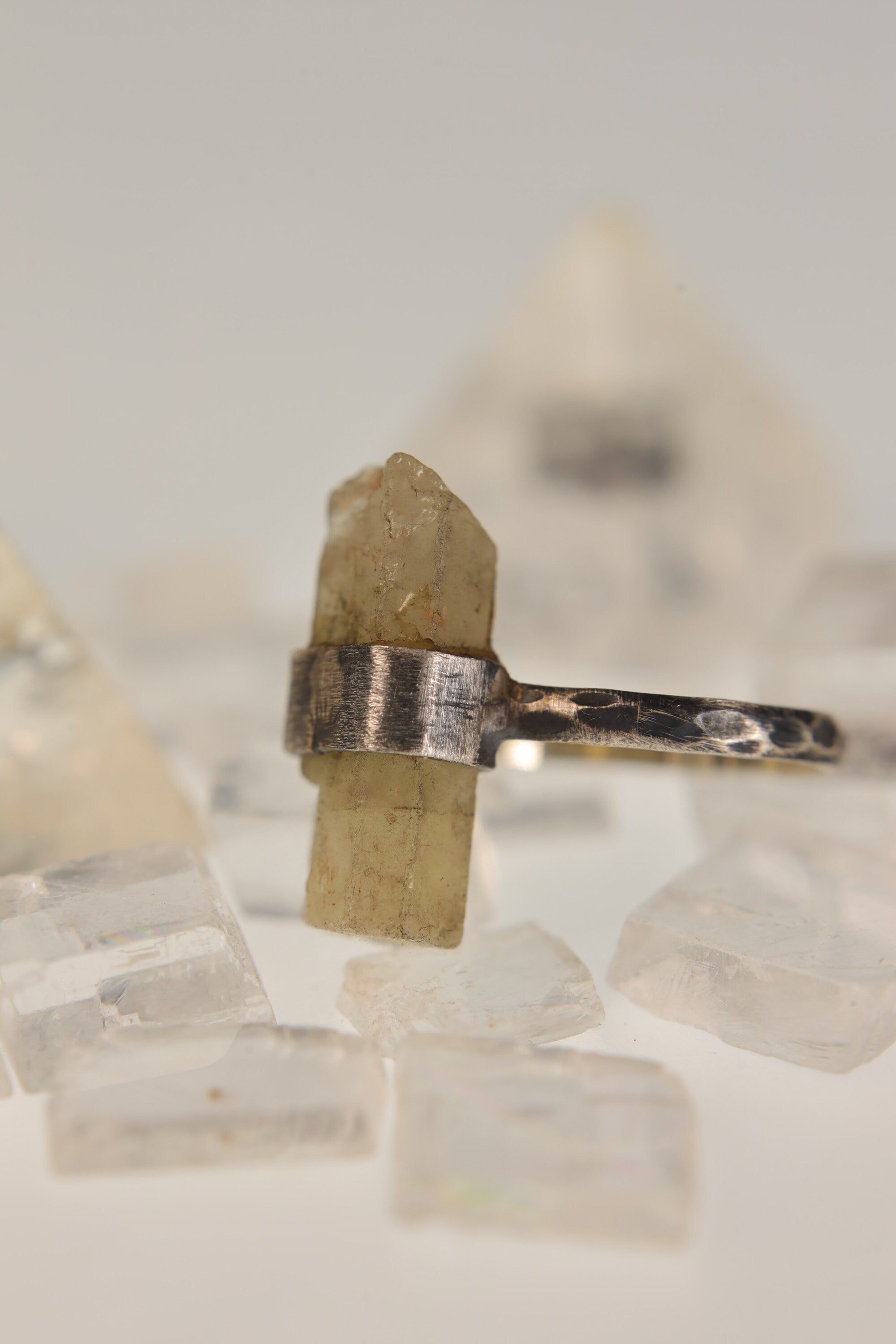 Torrington Treasure: Textured & Oxidised Sterling Silver Ring with Raw Australian Aquamarine - Size 5 - NO/2