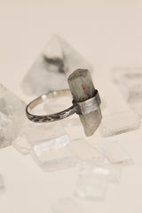 Torrington Treasure: Textured & Oxidised Sterling Silver Ring with Raw Australian Aquamarine - Size 5 1/4 - NO/11