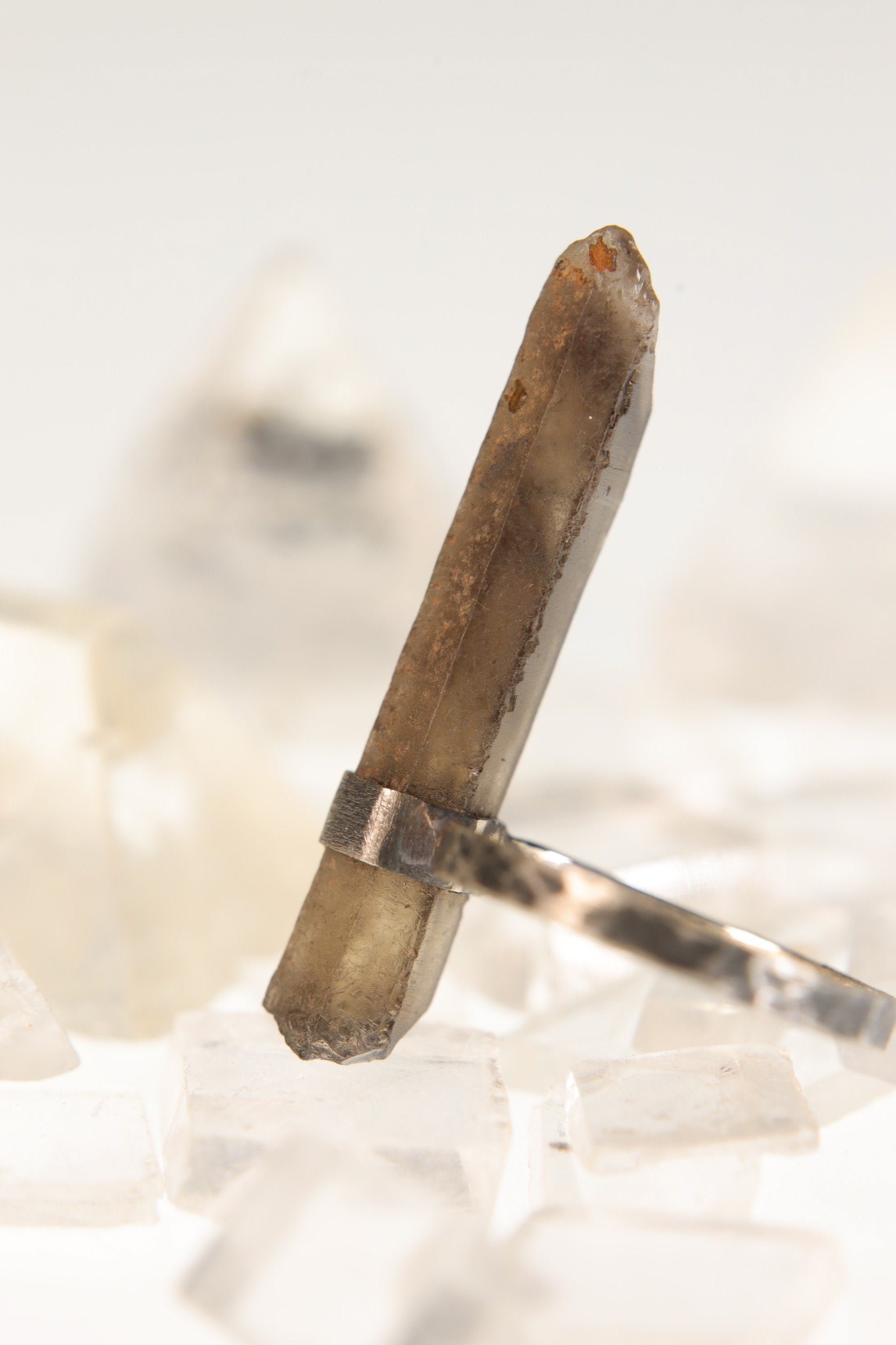 Torrington Whisper: Textured & Oxidised Sterling Silver Ring with Raw Australian Smoky Citrine - Size 7 - NO/02