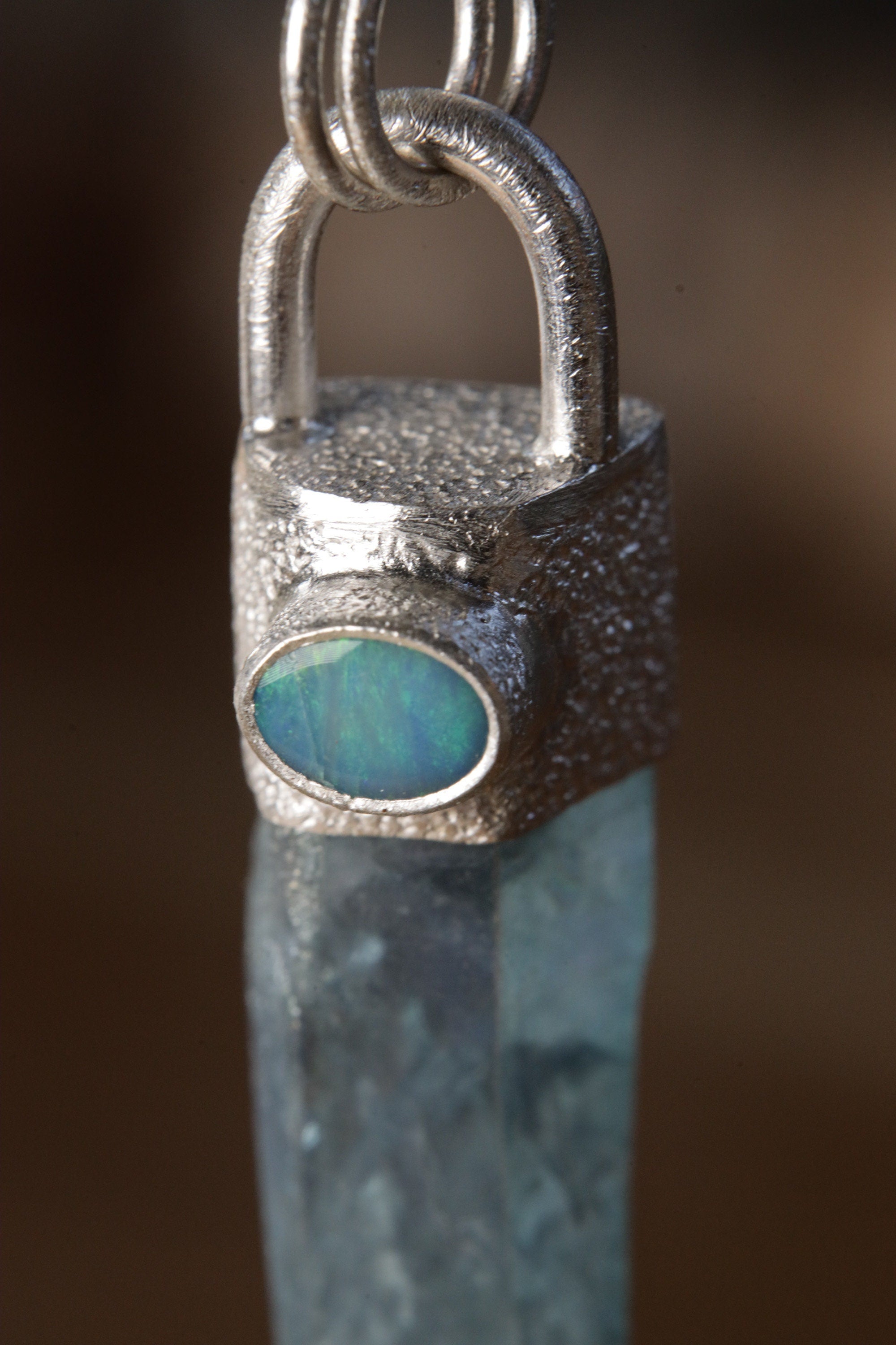 Aqua Luminescence: Aqua Aura Quartz & Australian Opal Doublet - High Shine Sterling Silver Crystal Pendant - NO/05