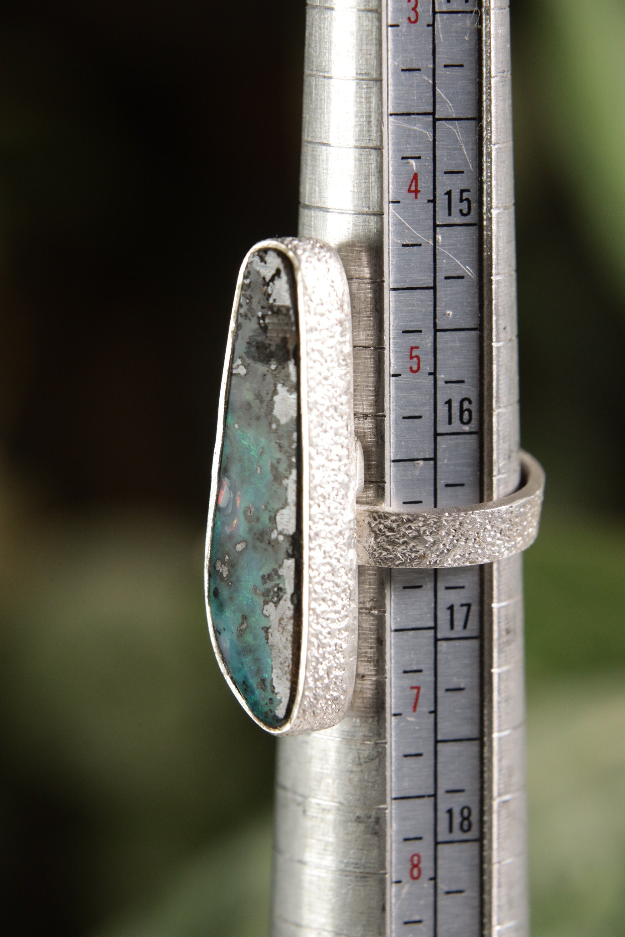 Ethereal Light Opal: Adjustable Sterling Silver Ring with Opal - Textured - Unisex - Size 5-12 US