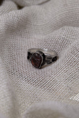 Aurora Australis Garnet: Sterling Silver Ring with Australian Gem Garnet - Textured & Oxidised - Size 5 1/2