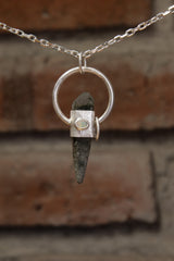 Verdant Vision: Sterling Silver Sand-Textured Crystal Pendant with Double Terminated Himalayan Chlorite Quartz and Faceted Opal