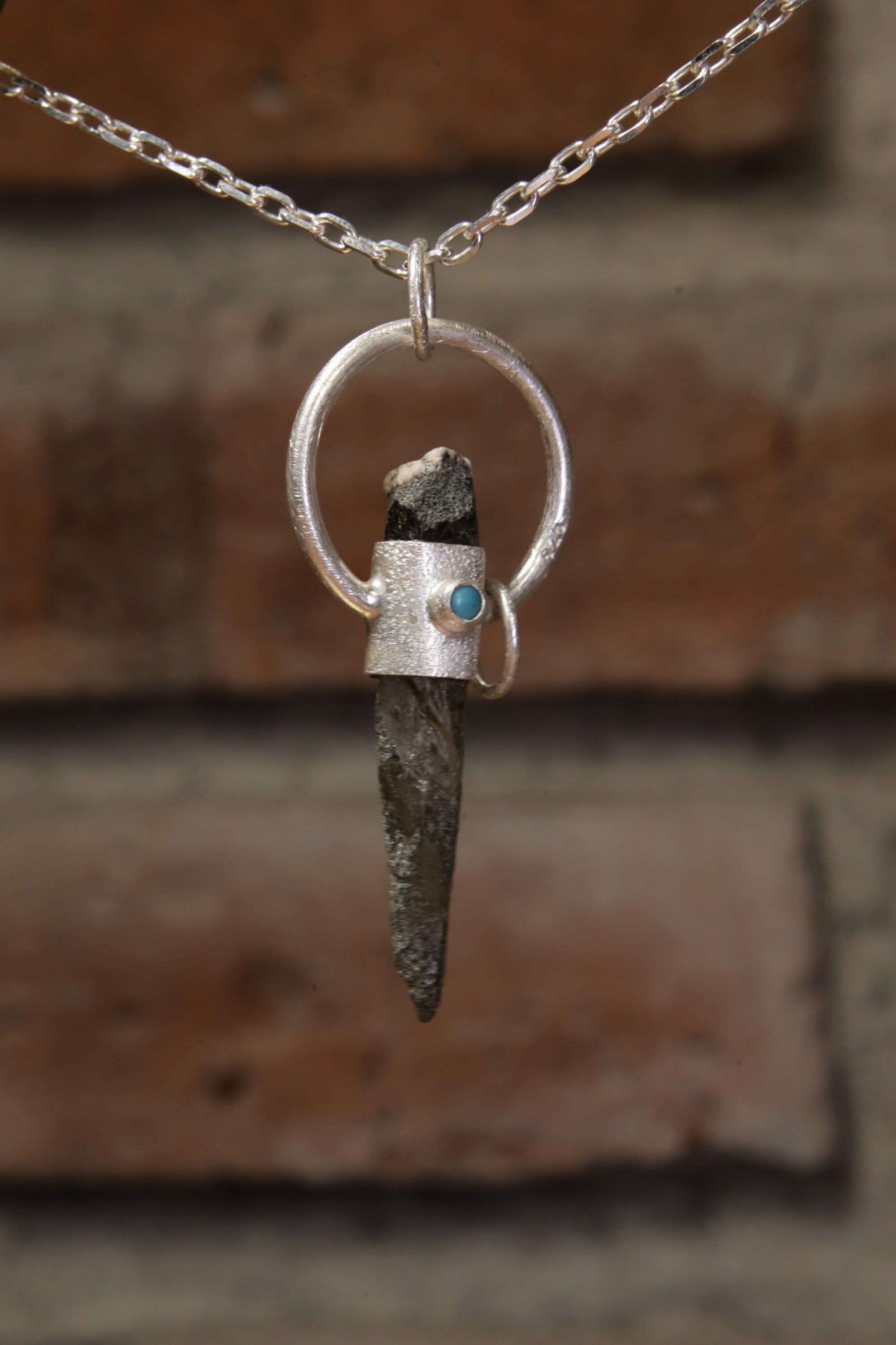 Emerald Whisper: Sterling Silver Sand-Textured Crystal Pendant with Himalayan Chlorite Quartz and Emerald