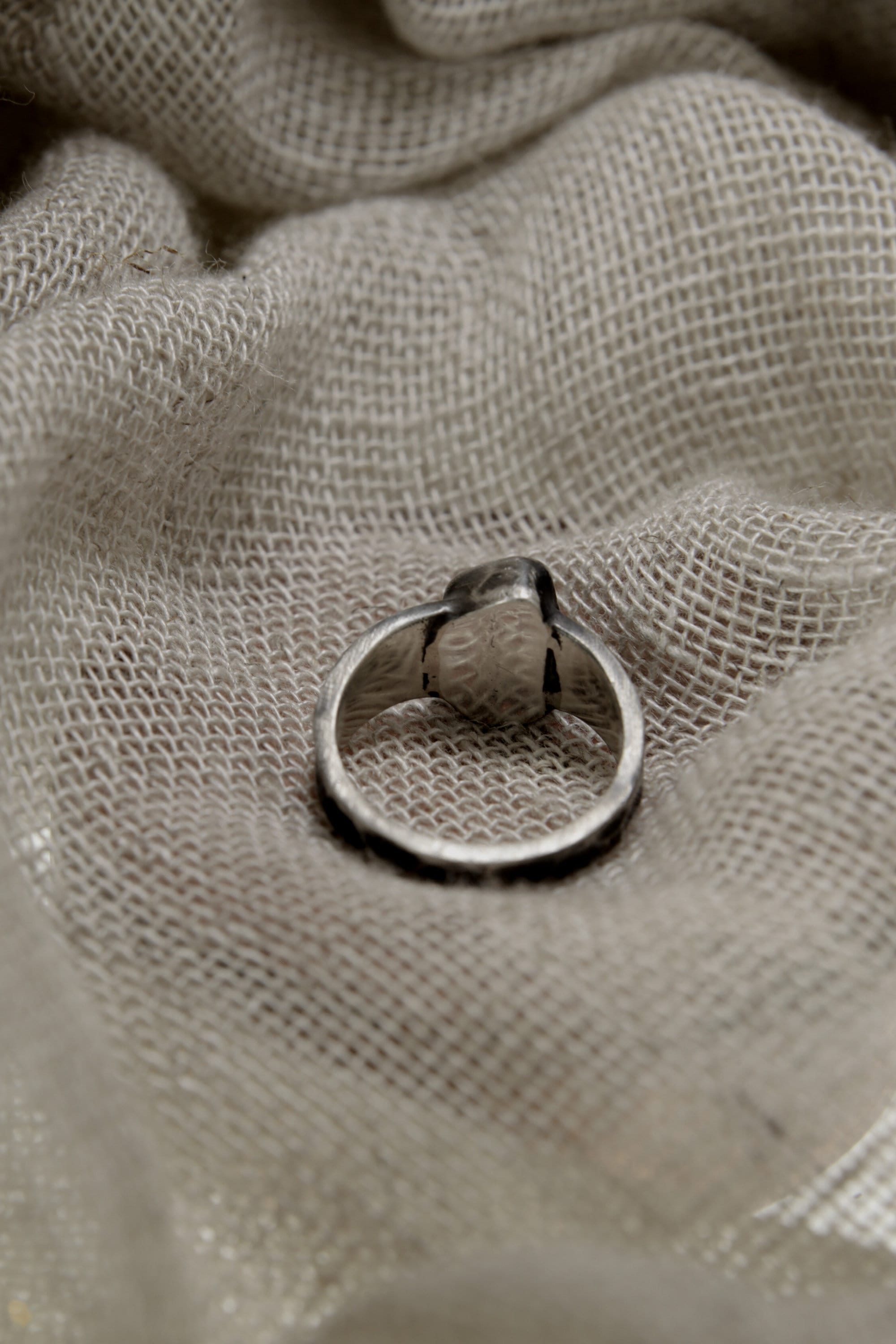 Aurora Australis Garnet: Sterling Silver Ring with Australian Gem Garnet - Textured & Oxidised - Size 5 1/2